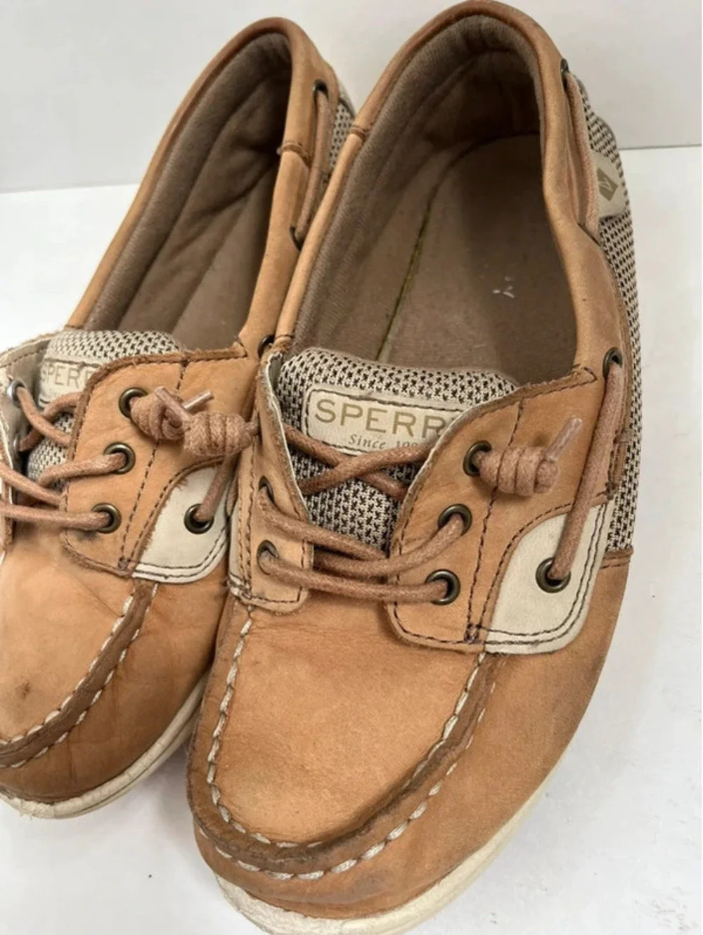 Sperry Top-Sider Shoes Womens Size 4.5M Brown Leather Boat Flats Casual Comfort